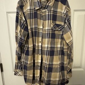 Men's Blue and Tan Plaid Shirt, sz. XLT